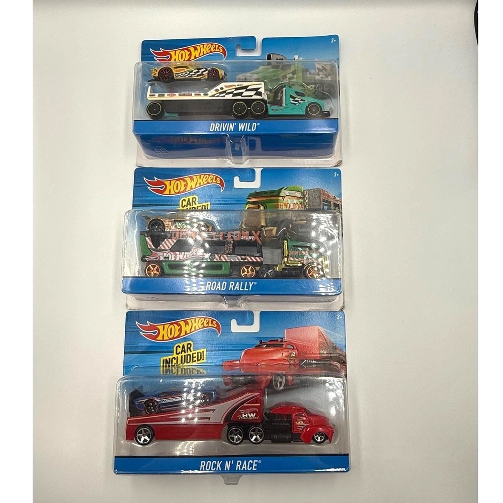 Hot Wheels Super Hauler Lot of 3 Drivin Wild Road Rally Rock N Race New NIB
